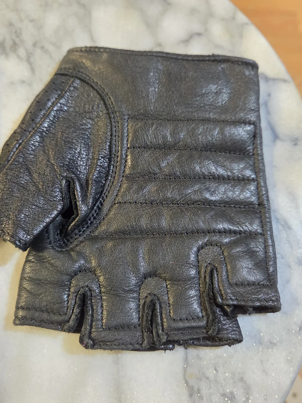 Harley-Davidson Black Fingerless Perforated Leather Riding Gloves